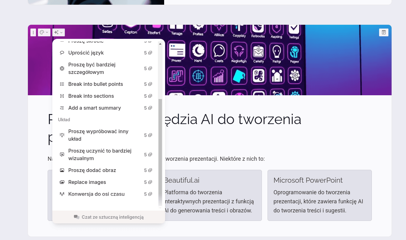 Uatrakcyjnij wizualnie układ prezentacji w Gammie