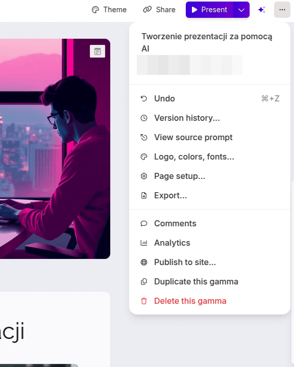Stwórz stronę internetową z prezentacji w Gamma