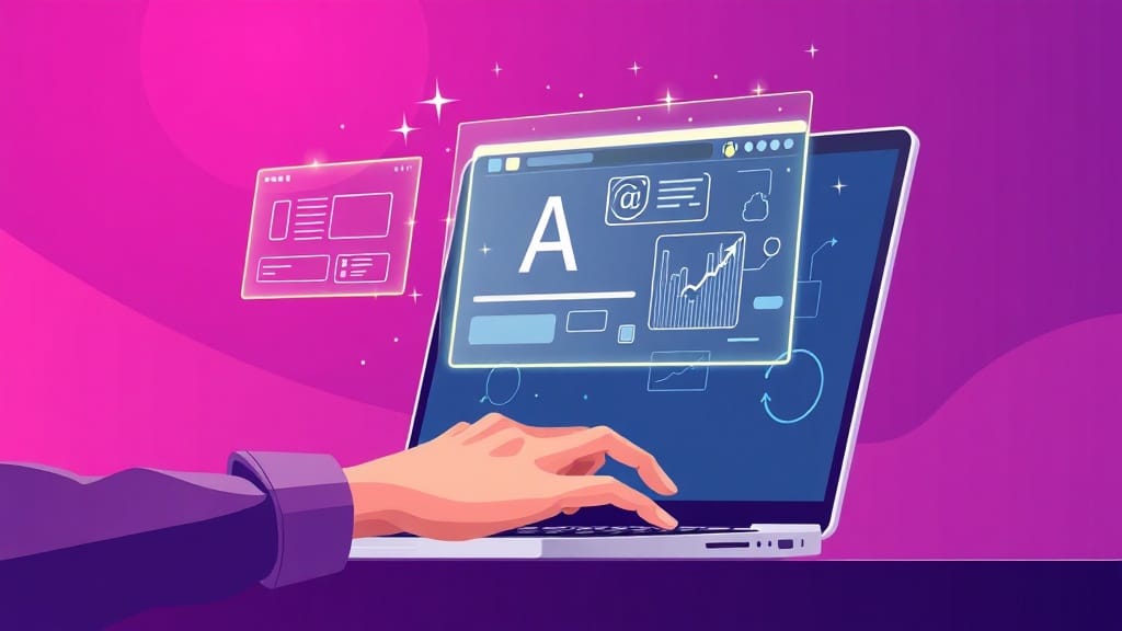 Darmowy generator prezentacji AI — osoba pisze prompt, AI tworzy slajdy automatycznie