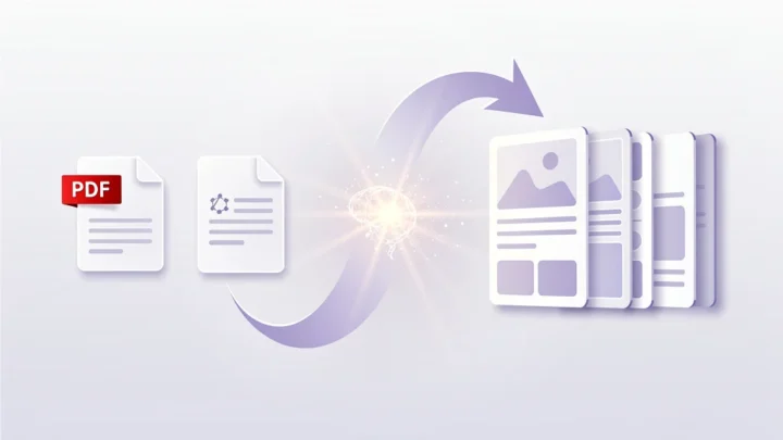 Zamiana pliku PDF i Word w prezentację za pomocą AI — dokument przekształcany w slajdy w Gamma App